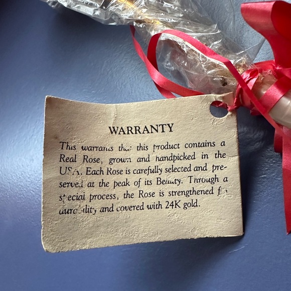 Vintage! 24K Gold Dipped, blooming Real American Rose with Original Tag - Picture 9 of 9